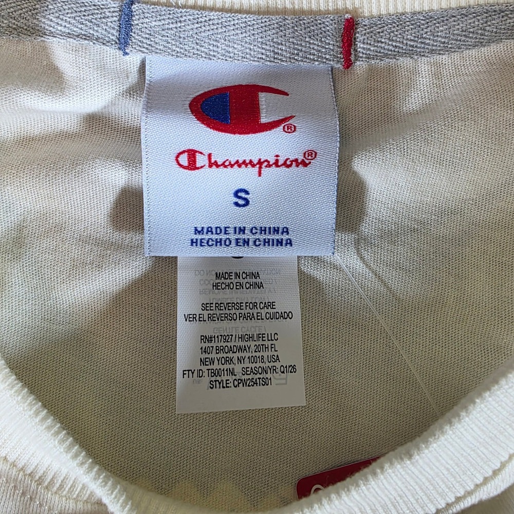 Champion Gold Medal Cropped Tee Unbleached Cotton USA Star Graphic Small NEW - Picture 8 of 8